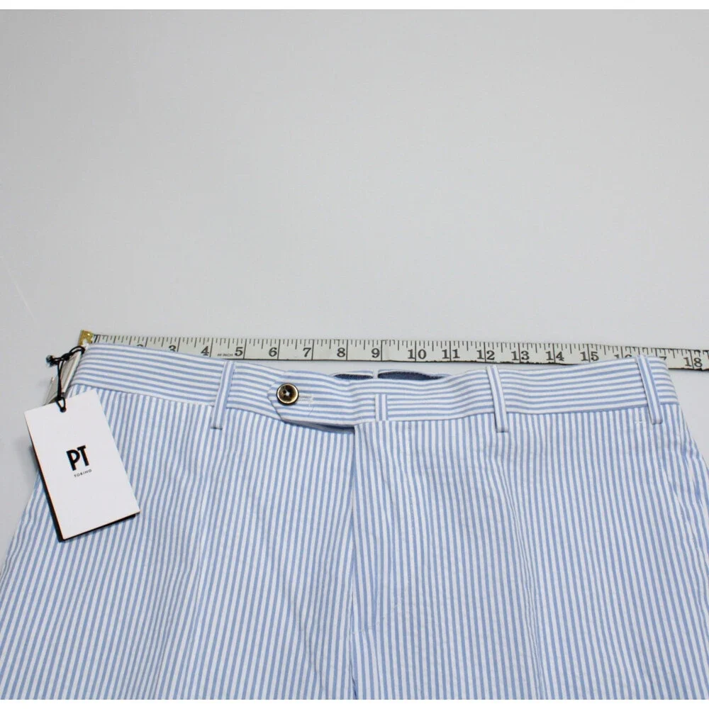 PT Torino NWT Chinos / Casual Pants Size 48 (US 32) Slim in Blue & White Stripes